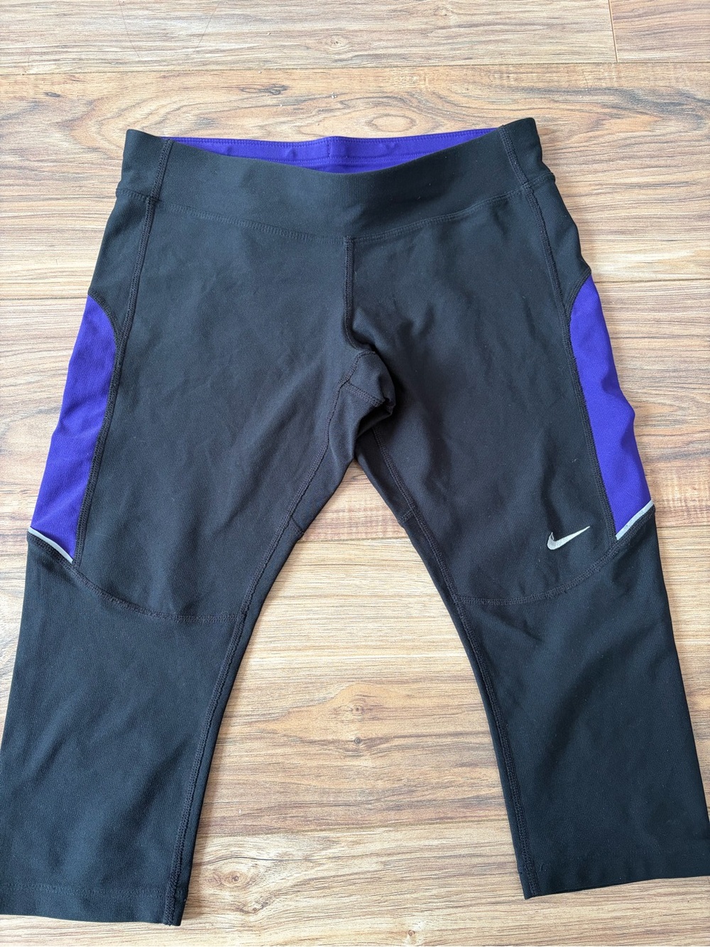 Nike Black and Purple Girls' Athletic Capris